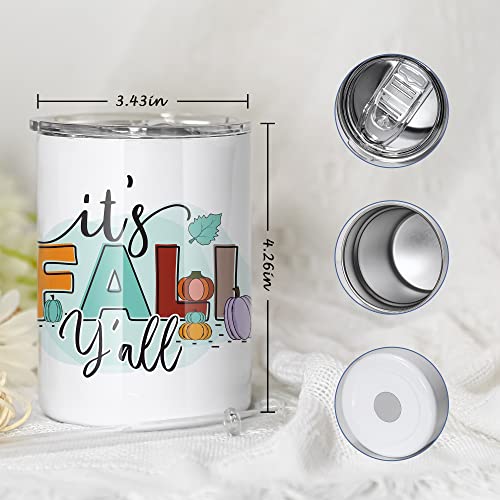 Agh 10 Oz White Sublimation Wine Tumblers Blanks, 50 Pack Straight Stainless Steel Tumbler With Splash-Proof Slide Lid And Metal Straw, Straw Brush, White Double Wall Vacuum Cups Bulk #TOP2