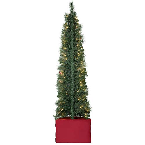Haute Decor 6.5 Foot Pre-Lit Artificial Fir Christmas Half Tree With Drum Base For Small Spaces, Pre-Decorated With Shatterproof Ornaments, 300 Led Lights And A 12-Inch Diameter #TOP2