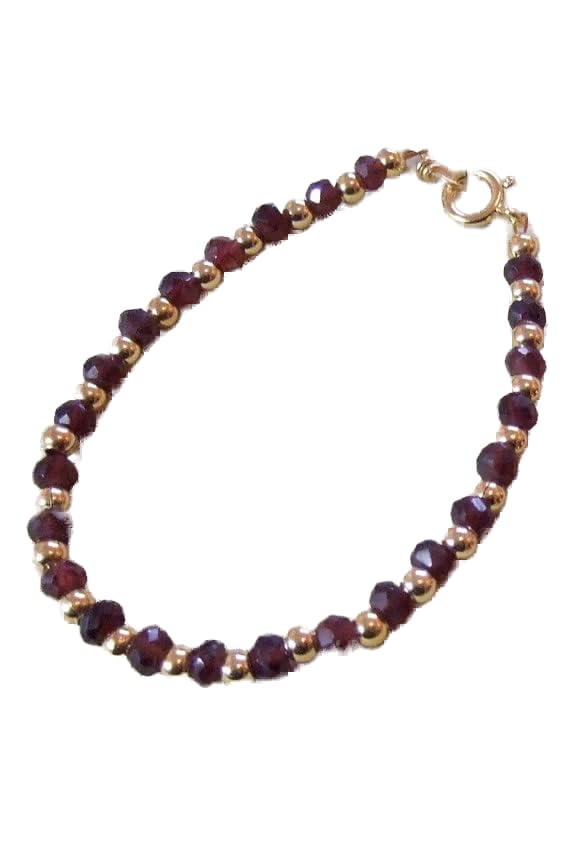 Bracelet grenat 4mm en pierres facettées LKBEADS avec fermoir argenté