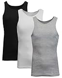 Galaxy by Harvic Tank Tops Men 3-Pack Heavyweight Ribbed Cotton Sleeveless Undershirt Breathable Comfort Mens Tank Top
