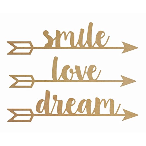 Kaisercraft Beyond The Page MDF Arrow Words Wall Arts Mile Dream Love, 20.25 x 5-inch, Acrylic, Multicoloured, 23.65 x 14.9 x 0.1 cm