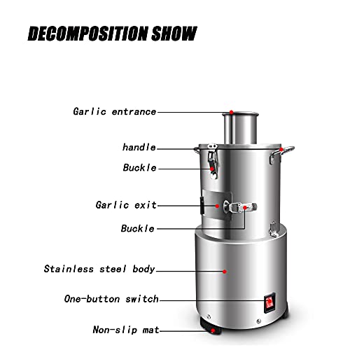 Hanniy 200W Commercial Electric Garlic Peeler, 30Kg/H Garlic Peeling Machine Garlic Separator, Kitchen Innovations Garlic Peel, Silver #TOP2