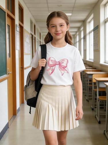 Image of Girls' Graphic Tees Summer Cute Tops Casual Short Sleeve Crew Neck T Shirts