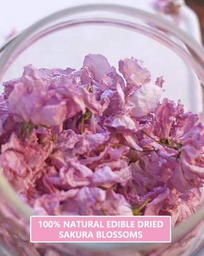 Edible Dried Sakura Blossoms, Premium Dried Whole Sakura Cherry Blossoms, 1.0oz(28.0g)