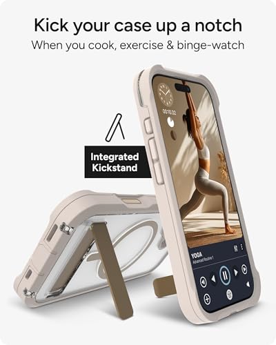 Image of ZAGG Rainier Case with Kickstand for iPhone 17 - Gray Sandstone, Graphene 22ft (7m) Drop Protection, Lanyard Attach Points, MagSafe, Wireless Charging Compatible, 2-Piece Design, Phone Case