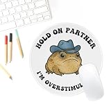 Cute Funny Frog Mouse Pad Hold On Partner I'm Overstimulated Mousepad for Laptop Round Computer Mouse Pads for Desk Office Decor Desk Accessories, 8.0 x 8.0 Inch Cowboy Frog