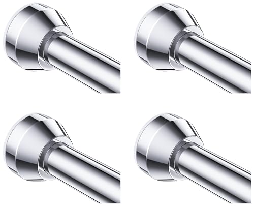 TEECK Shower Curtain Rod, 40-72 inch Adjustable Tension Spring, Shower Curtain Rod Tension, Premium Stainless Steel, Anti-Slip, No Drilling, No Rust, for Bathroom, Silver (Pack of 4)