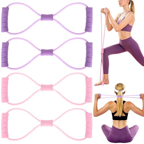 4 bandas de resistencia para fitness, bandas de resistencia, bandas de resistencia, bandas de fitness, expansores de pecho y 8 expansores Word Chest para fitness, estiramiento, yoga