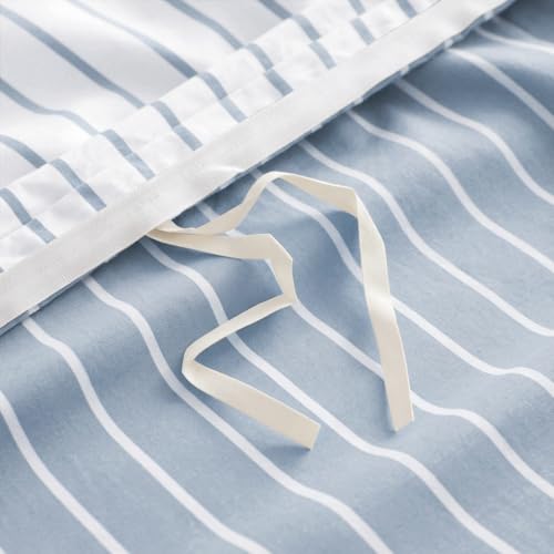 Image of Nayoroom Striped Duvet Cover Queen Reversible Blue White Stripe Bedding Set