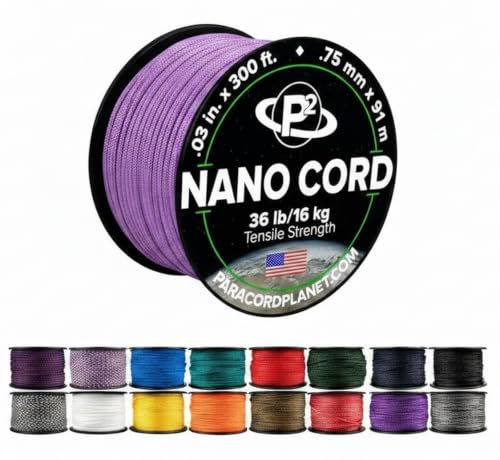 Paracord Planet Nano Paracord – Thin Braided Cord for Crafting, Home, and Camping in 300 ft Spools – Lilac