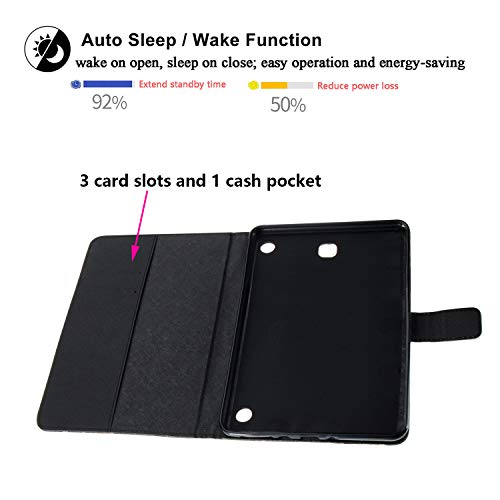 Uucovers For Samsung Galaxy Tab A 8.0 Inch 2015 Tablet Case Sm-T350/T355/P350/P355 Slim Pu Leather Folio Stand Wallet Tpu Back Shockproof Cover With Card Pockets Magnetic Shell,Gold Butterfly Flower #TOP3