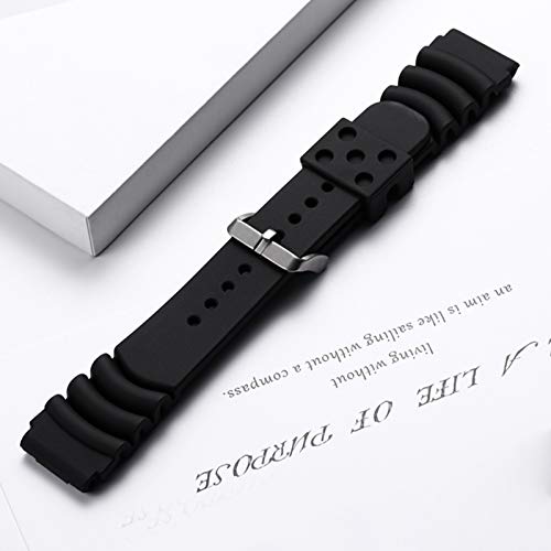 22Mm Watch Strap For Men Dive Watches Quick Release Rubber Band Black #TOP3