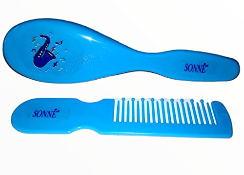 Sonne Kit Pente E Escova Para Bebê Sax Azul