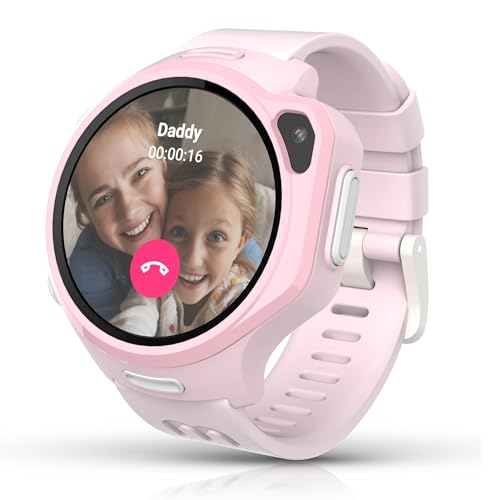 myFirst Fone R2 (North America Version) Kids Smartwatch with eSIM Video Calls Messaging Real-Time GPS Tracking SOS Button Safety Alerts Music Player Gift for Girls (Macaron Pink)