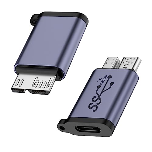 QIANRENON 10Gbps USB C Buchse auf Micro B Stecker Daten Aufladen Adapter Type C auf USB3.0 Micro B Externe Festplatten Konverter,für Externe Festplatten SSD Laufwerke Tablet Digitalkamera Laptop,2Pcs