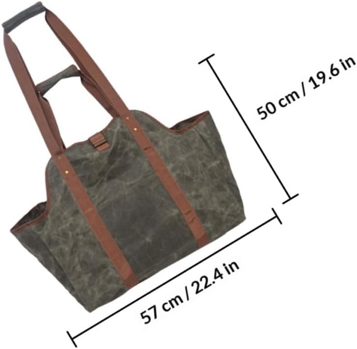BESTYASH Waxed Canvas Log Carrier Firewood Tote Large Capacity Waterproof Lumber Bag for Outdoor Fireplace and Camping Storage
