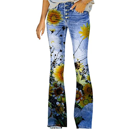 Business Casual For Women Women's Long Multiple Choice Printed Casual Loose Pants Comfortable Casual Pants Women Plus Yellow #TOP4