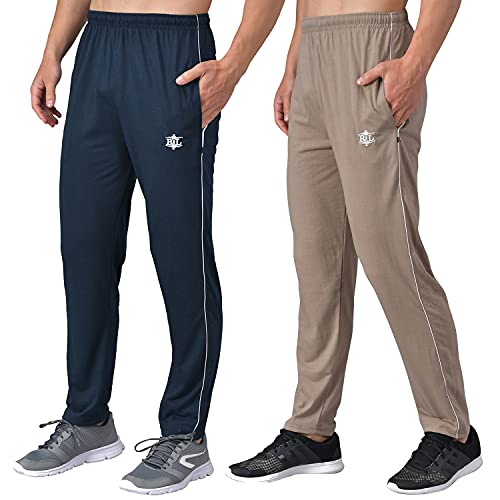 Image of eKools� Plain Trackpants for Men | Plain Trackpants | Basic Trackpants | Two Side Pockets with One Zip Pocket for Phone | 100% Cotton | Men's Trackpants (Pack of 2)