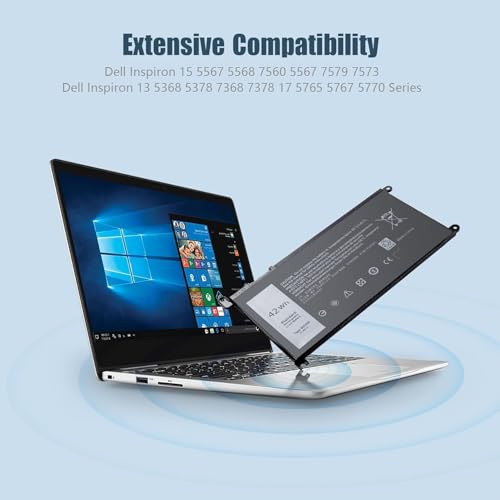 Image of WDX0R Laptop Battery for Dell Inspiron 13 15 5000 7000 5570 7579 7573 7378 5567 5565 5379 5378 Latitude 3180 3400 3500 Vostro 3480 3580 5468 5568 P69G 3CRH3 T2JX4 FC92N WDXOR (WDX0R)