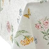 Lenox Butterfly Meadow 60’’ x 84’’ Rectangle Tablecloth -Machine Washable, Wrinkle-Resistant, Table Cover