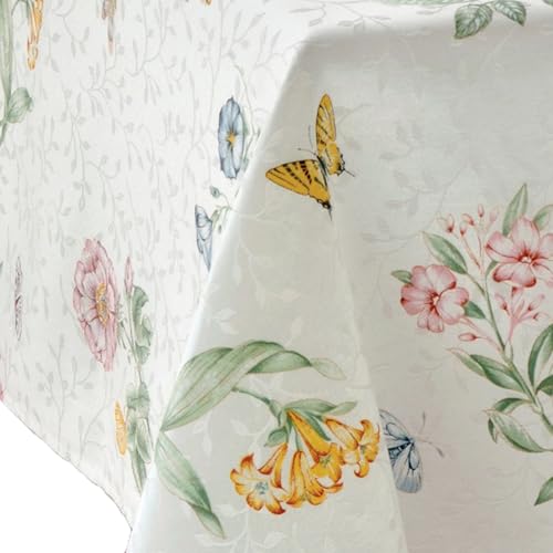 Lenox Butterfly Meadow 60’’ x 84’’ Rectangle Tablecloth -Machine Washable, Wrinkle-Resistant, Table Cover