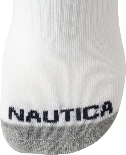 Nautica Men's Athletic Socks - Cushioned Low Cut Socks (8 Pack), Size 6-12.5, White Stripe #TOP4