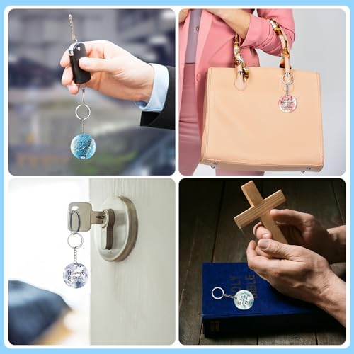 Image of Janmercy 120 Pcs Acrylic Christian Keychain Bulk Floral Bible Verse Keychain Religious Scripture Jewelry Gifts for Women Men