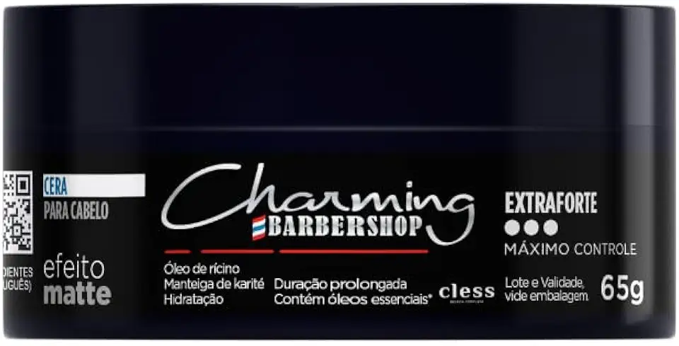 Gel Modelador Efeito Matte Extra Forte Charming Barbershop para Cabelos Masculinos, Estilo Duradouro, Fixação Máxima, Acabamento Natural, Ideal para Todos os Tipos de Cabelo
