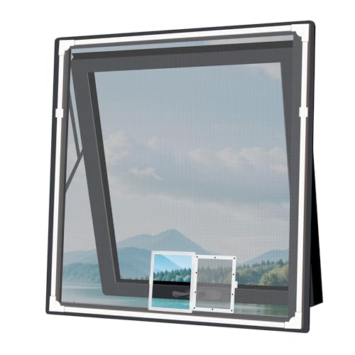 Gimars UPGRADE Zanzariera Magnetica per Finestra 100 * 100cm con Piccola Finestra per Maniglia,Rete Magnetica Tagliabile Universale per Finestra con Chiusura Automatica per Camera,Soggiorno,Bagno