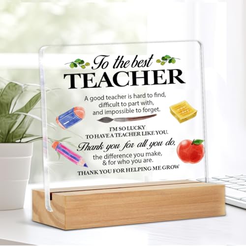 Regalos De Agradecimiento Para Profesores Para Mujeres Y Hombres, Regalo Para Profesores Para Navidad, Cumpleaños, Para El Mejor Profesor, Letrero Acrílico Transparente Con Soporte De Madera