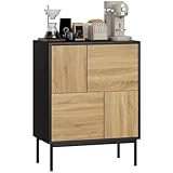 salon du meuble milan 2020 date ACCENT MODERNE : Avec son corps élégant en noir mat et ses portes au fini bois naturel, accompagnés de lignes nettes et de panneaux géométriques, ce buffet s'harmonise parfaitement avec les décors des salles à manger, halls d'entrée, bureaux ou salons.