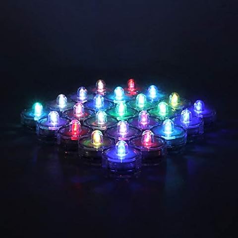Rhytsing Set of 24 Submersible Led Light, Waterproof Underwater Wedding Tealight, Multi-Color Changing Light, Batteries Included Cover
