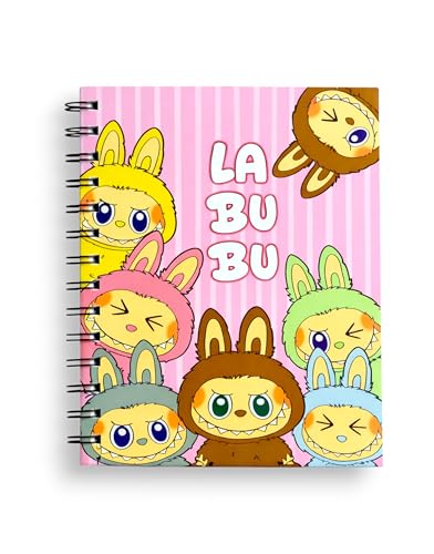 Image of LABUBU Pink Cute Spiral Diary - A5 Notebook for Kids Girls | Aesthetic Journal Book with Ruled 200 Pages | 80 GSM | Small Notebook Diary for School | Journaling Diaries | Notes & Gift