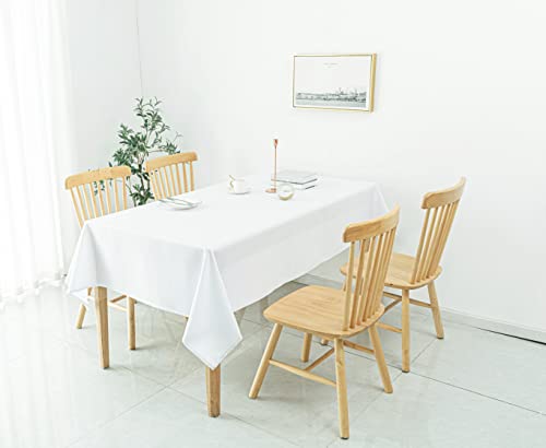Biscaynebay Textured Fabric Tablecloths 52 X 70 Inches Rectangular, White Water Resistant Tablecloths For Dining, Kitchen, Wedding And Parties Etc. Machine Washable #TOP2