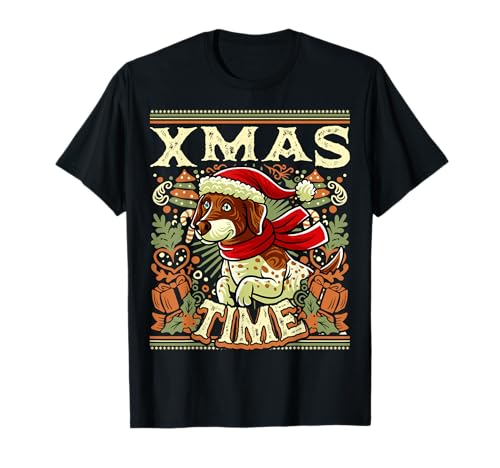 Alemán de pelo corto X-Mas Time Dog Navidad Papá Noel Camiseta