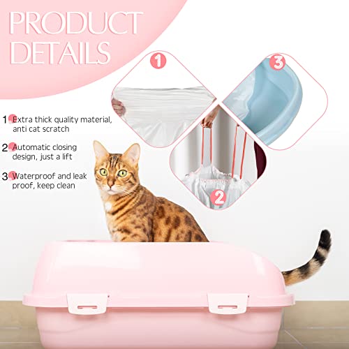 Sabary 30 Count Large Cat Litter Box Liners Drawstring Jumbo Kitty Litter Pan Box Liners Heavy Duty Cat Trash Bags Pet Thick Trash Box Liners Portable Kitty Rubbish Bags, 31 x 18 Inch