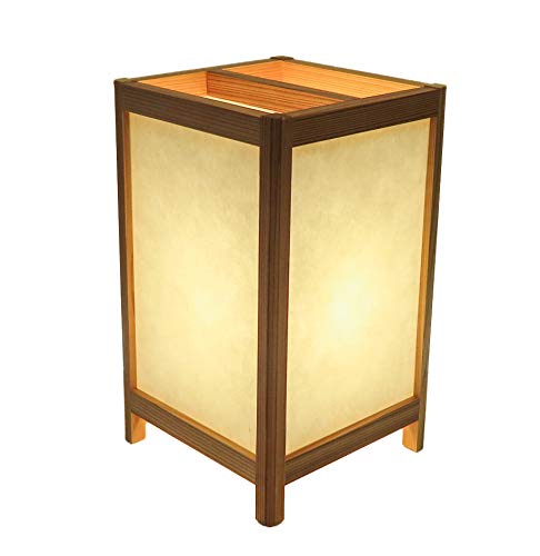 手作り角行灯300 和紙+塩ビプレート LED電球付 高さ30cm 職人手作り行灯 (楮100%和紙無地 晒) KAD300-001