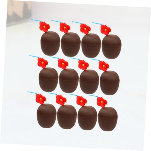 ERINGOGO 12 Unidades copos de coco com canudos copos em forma de coco copos de festa de coco copos d