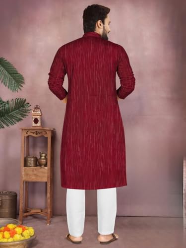 Image of Men's South Cotton Textured Ethnic Kurta Regular Fit Traditional Casual Wear