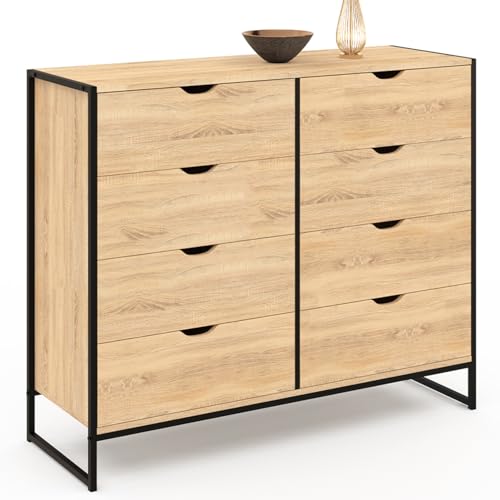 IDMarket - Commode 8 tiroirs Detroit 115 cm Design Industriel