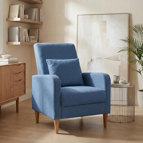 COLAMY Mid-Century Modern Upholstered Accent Chair with Back Pillow &