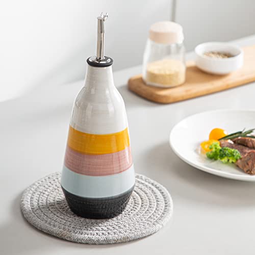 Liucuon Ceramic Olive Oil Dispenser Bottle, Porcelain Vinegar Bottle,Oil Bottle With Pourer For Kitchen,400Ml #TOP2