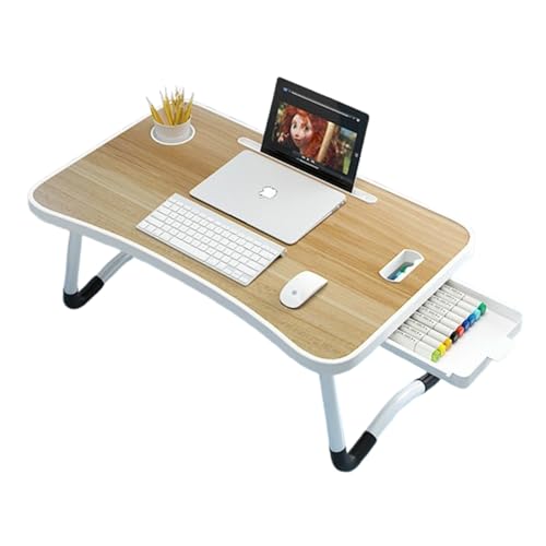 折りたたみテーブル 子供 学習 軽量 ミニ 持ち運び 子供用テーブル インストールは不要です ベッド 机 取り付け 後付け 携帯電話タブレットホルダー カップホルダー付き ベッド ミニテーブル 可愛い キャラクター 便利な収納 (くるみ色,60x40x28