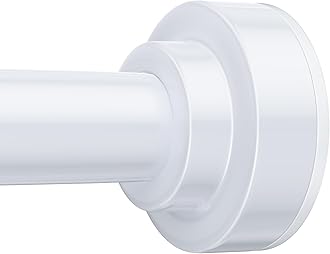 TEECK Shower Curtain Rod, 32-80 inch Adjustable Spring Tension Curtain Rod, Never Rust Anti-Slip Shower Curtain Rod for Bathroom, No Drilling, Never Collapse, Easy to Use, White