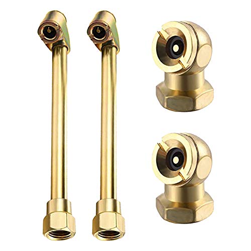 4 Pcs Portable Brass Air Chuck Set, 2-In-1 Heavy Duty 1/4''FNPT Dual Head Tire Chuck and 1/4 Inch Closed Ball Air Chuck