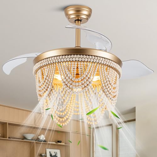 Bella Depot 42" Boho Ceiling Fan with Light, Flush Mount
