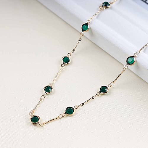 Andelaisi Boho Crystal Emerald Waist Chain Green Emerald Belly Chains Gold Crystal Gemstone Body Chain Vintage Round Green Crystal Waist Body Chain Accessories Jewelry For Women And Girls #TOP3