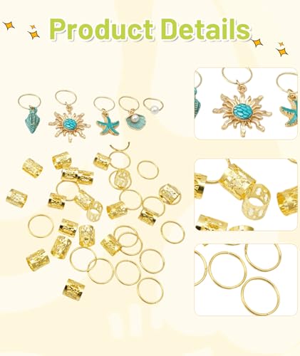 Image of 45Pcs Golden Hair Braid Accessories for Women, Hair Jewellery for Women, Braid Hair Accessories, Boho Hair Chain Accessories for Women Girls, Hair Beads for Women, Hair Beads for Kids Girls