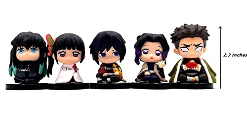 Image of Trunkin Demon Slayer Figures Chibi Small Mascot Action Figures Set of 15 Model A, 2-3 Inches Kimetsu no Yaiba Anime Figurines Small Sitting Set with Hashiras