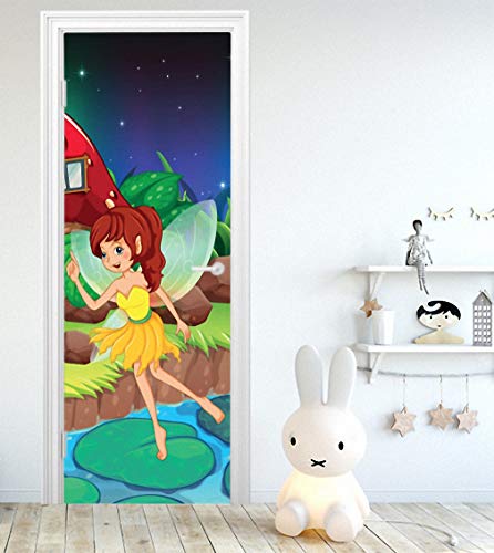 Sticker de porte maison de fée haute définition style dessin animé - 3